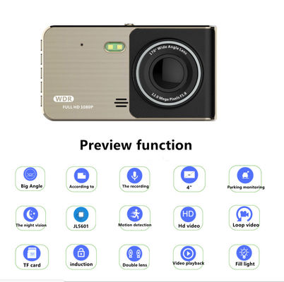 1080P DVR Recorder Motion Sensor Dash Cam con telecamera retromarcia