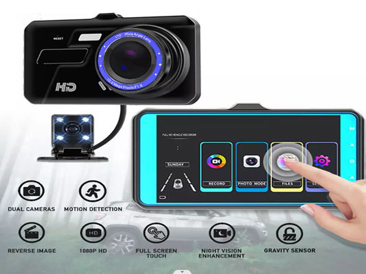 XINLIHANG 1080P Dash Cam anteriore e interna da 4 pollici con indicatore di velocità