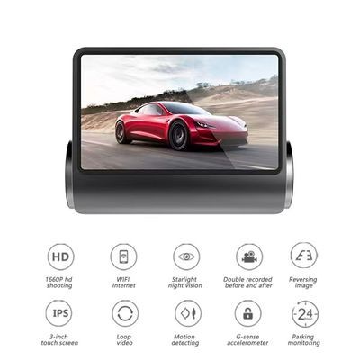 ADAS 2KFHD Registratore del sistema Dvr per auto a doppia lente anteriore posteriore Retromarcia Visione notturna di guida