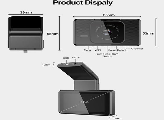 Videocamera per auto USB RGB da 3 pollici FHD 1080P Schermo IPS Auto DVR Dashcam