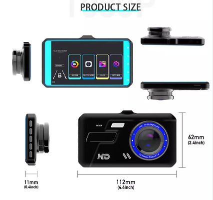 4 pollici LCD FHD1080P Videocamera grandangolare per auto Dvr Dash Cam Versione notturna