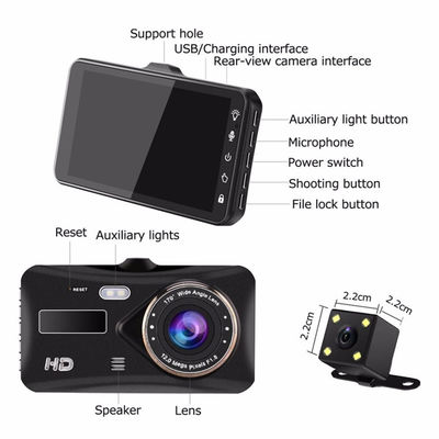 30FPS Dual Lens WDR Motion Activated Dash Cam Videoregistratore Full HD 1080P