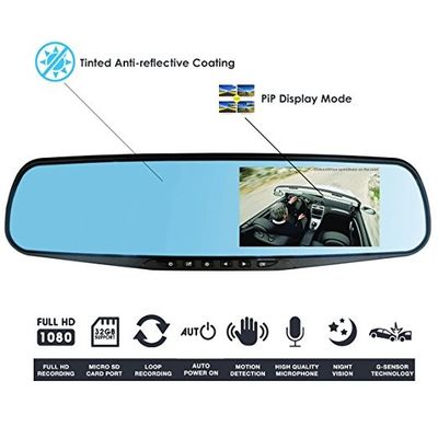 Registratore automatico di Dash Cam 4,3&quot; LCD FHD 1080p sensore anteriore e posteriore DVR GC1054