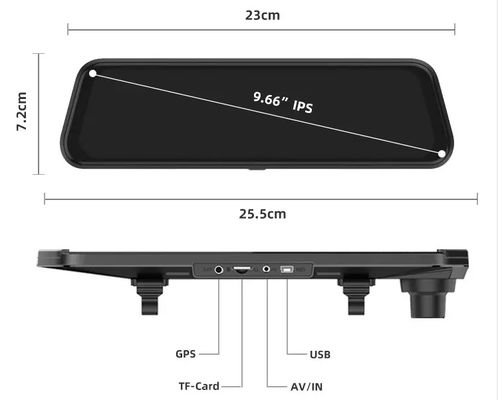 9,66 pollici Dual Wireless Dashboard Camera Dash Cam Videoregistratore di guida 170 gradi