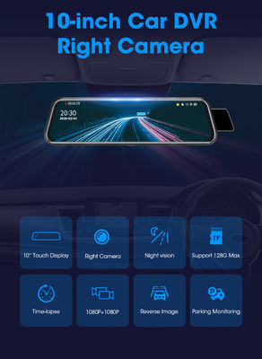 10 pollici Bluetooth Android Carplay Dashboard Mirror Stream Dual Drive Recorder IPS