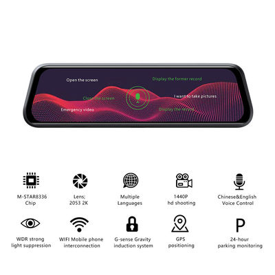 10 pollici 1440P 1080P Dashboard Dash Cam WIFI GPS Visione notturna