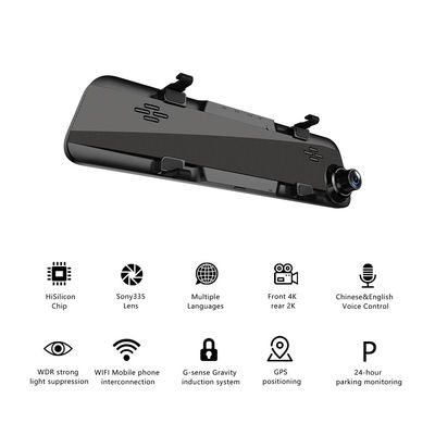 4K Front Rear Dashcam Specchio retrovisore Registratore per auto 3840x2160P 25fps
