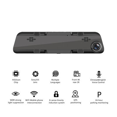 Sensore di movimento per specchietto retrovisore 4K GPS Dash Cam per auto 12 pollici SONY IMX335 3840x2160P