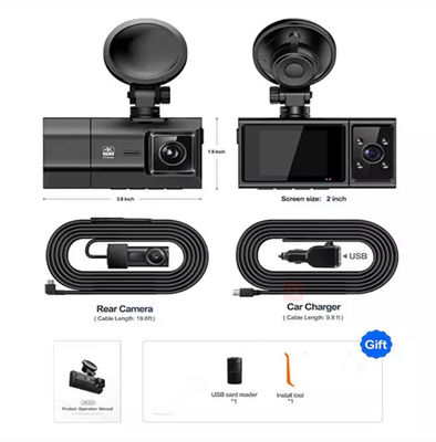 4K Anteriore Posteriore Dual Dashcam Wifi Gps Full Hd Full Hd Auto DVR Nascosto 1440P 3Channel