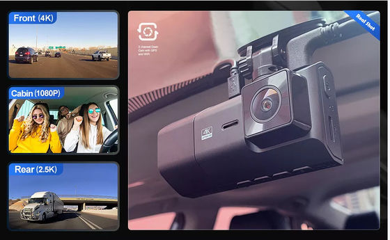 WDR 128GB 4K GPS Dash Cam Telecamera montata su cruscotto 3 canali