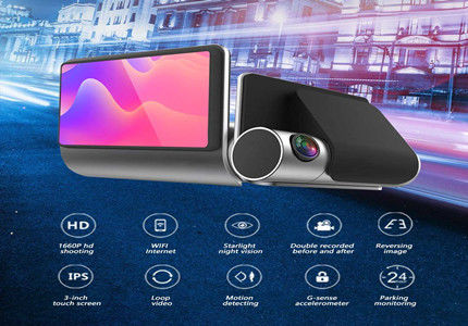 Monitoraggio del parcheggio Ciclo di registrazione Full HD Car DVR 1080p Dashcam per auto