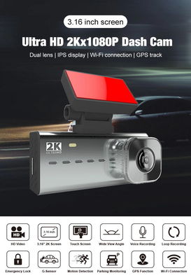 WIFI APP IPS Schermo intero GPS Dashboard Camera Recorder Specchio 3,16 pollici