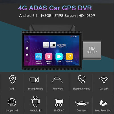 Android IPS 4G DVR per auto integrato nel videoregistratore di monitoraggio remoto WIFI Navigatore GPS