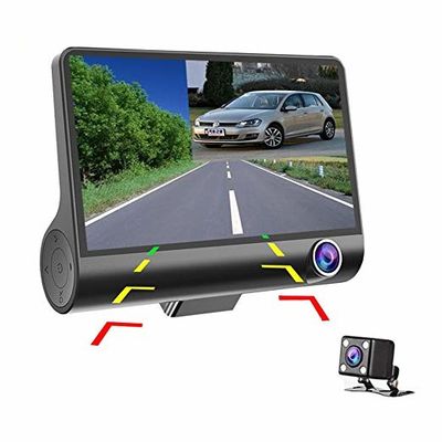 Grandangolo 4 pollici Digital Car DVR Tre obiettivi Dash Cam Black Box Videoregistratore G Sensor