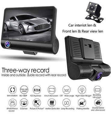 Videocamera per auto con schermo IPS da 4 pollici FHD 1080p DVR con 3 telecamere di sicurezza