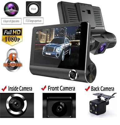 Videocamera per auto da 4 pollici FHD 1080P Telecamera per cruscotto DVR a tripla lente 170 gradi