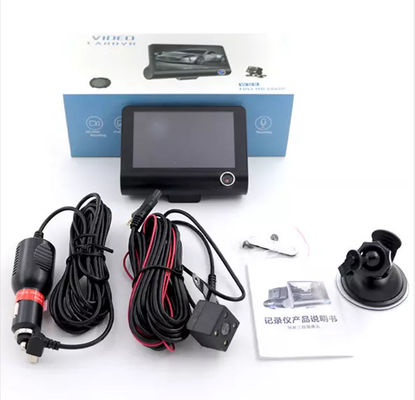 Videocamera per auto da 4 pollici FHD 1080P Telecamera per cruscotto DVR a tripla lente 170 gradi