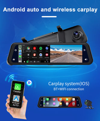 Android Auto Dash Cam Carplay con telecamera retromarcia anteriore 2K + posteriore 1080P