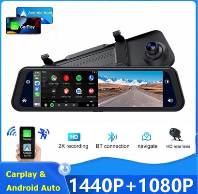 Dual Lens Mirror Dashcam Carplay Reverse Camera Auto Wireless Miracast 2K 12 pollici