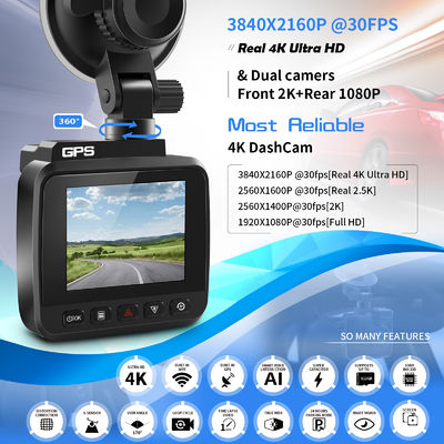 rilevazione di moto incorporata doppia del G-sensore di visione notturna WDR GPS Wi-Fi della macchina fotografica DVR dell'automobile di registrazione della lente 4K UHD della camma del un poco 70mi