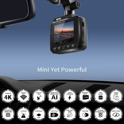 Macchina fotografica dell'automobile del dvr del monitor 170°FOV di parcheggio della camma 4K UHD Sony Night Vision Dash Cam Dual Camera GPS Wi-Fi Dashcam 24H del un poco V53