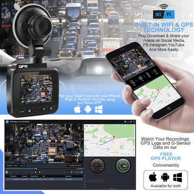Macchina fotografica dell'automobile del dvr del monitor 170°FOV di parcheggio della camma 4K UHD Sony Night Vision Dash Cam Dual Camera GPS Wi-Fi Dashcam 24H del un poco V53